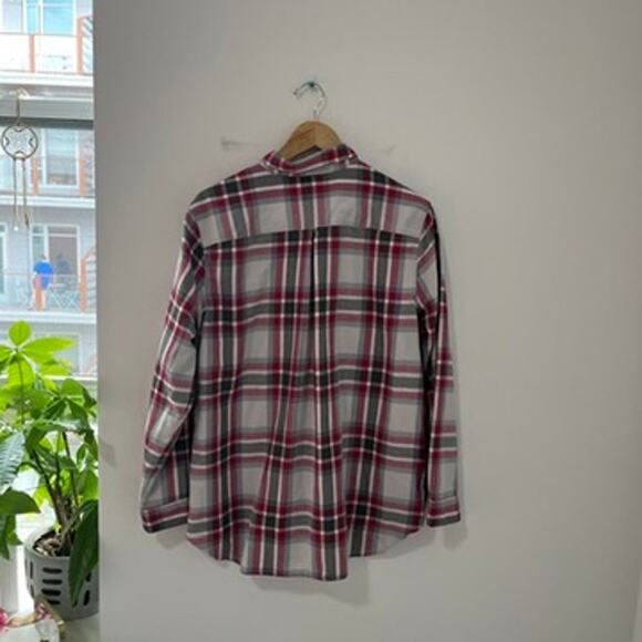 Eddie Bauer Red & Gray Plaid Button Up Flannel Shirt Size XL - Picture 6 of 6